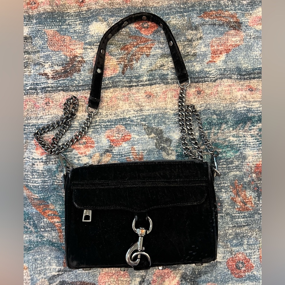 Rebecca Minkoff Black Velvet Edie Chain Handbag